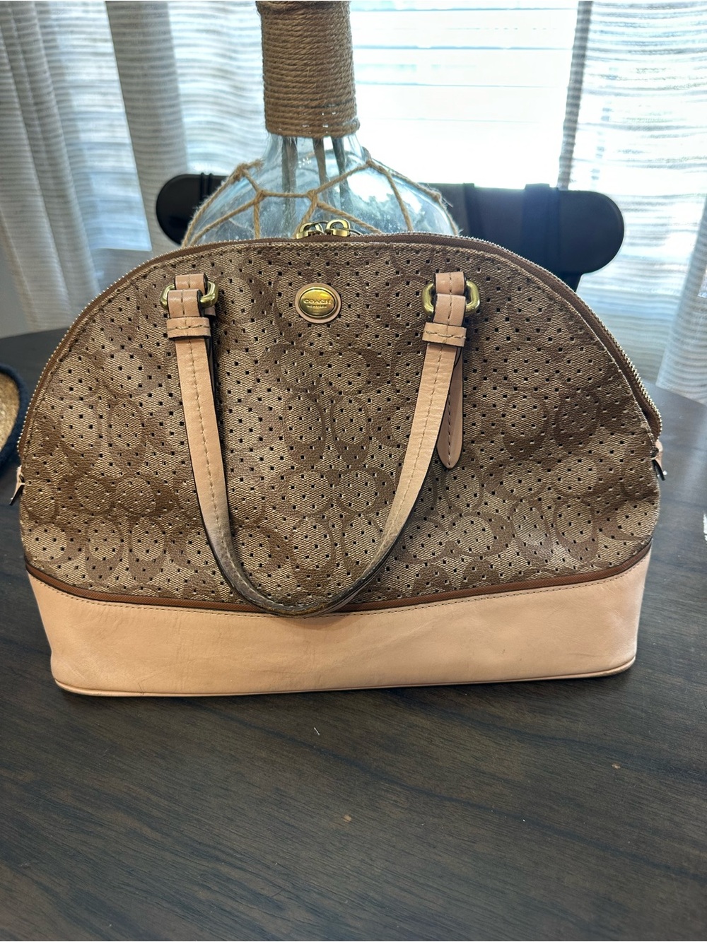 Coach Peyton Perforated Signature Cora Domed Satchel